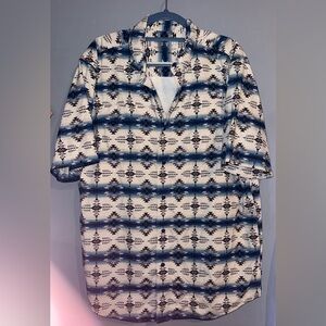 Ariat Men's Blue and White Geometric Shirt